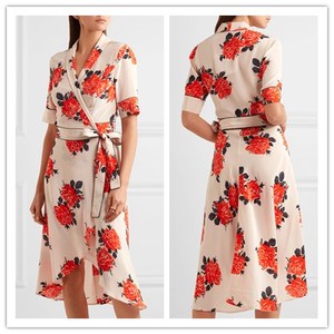 V Neck Banded Women Long Sleeve <strong>Wrap</strong> <strong>Silk</strong> Print <strong>Dress</strong> - Product Image 2