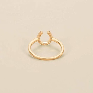 Valeur 925 Cz Sterling Silver Gold Horseshoe Ring anneaux bijoux femmes - Product Image 3