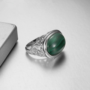 Onier degli uomini anello perfetto fabbrica di gioielli malachite anello della pietra preziosa lunetta impostazione all'ingrosso fatti a mano anello musulmano per gli uomini - Product Image 4
