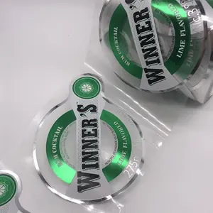 Label Stiker Transparan Kaca Perekat Vinil Label Rol Transparan untuk Botol Air