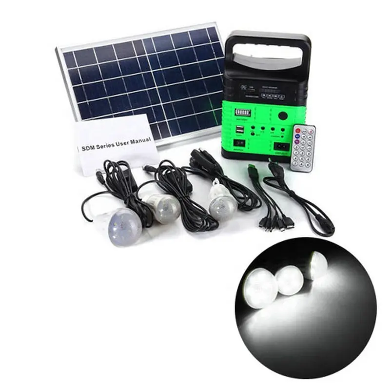 3 LED Solar Iluminação Sistema Kit 7500mAH USB emergência sobrevivência kit Luz Outdoor Power Supply MP3 Rádio Lanterna remoto
