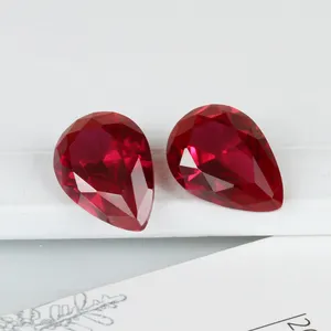 Pedra preciosa solta atacado pear corte sintético 5 # cor artificial rubi preço por carat para fabricação de jóias