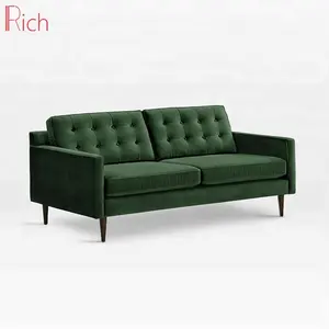 현대 tufted 뒤 소파 가족 거실 소파 중앙 세기 가정 가구 2 seater 녹색 우단 loveseat 슬리퍼 소파