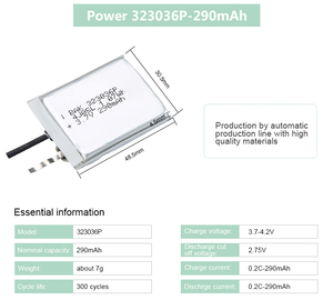 Batería Pequeña de Litio-<span class=keywords><strong>Pol</strong></span>ímero 323036P 3.7V 290mAh Recargable - Product Image 4
