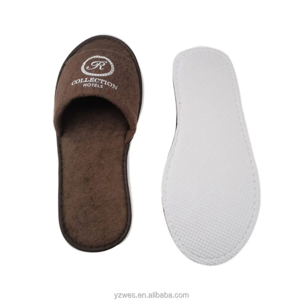 Focus on Hotel supplies manufacturing Hotel custom print logo Terry towel bathroom disposable slippers