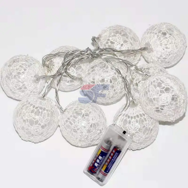 2019 New Style Wedding Lighting String Lace Ball Battery Powered Christmas lights For Wedding Home Room Decoration