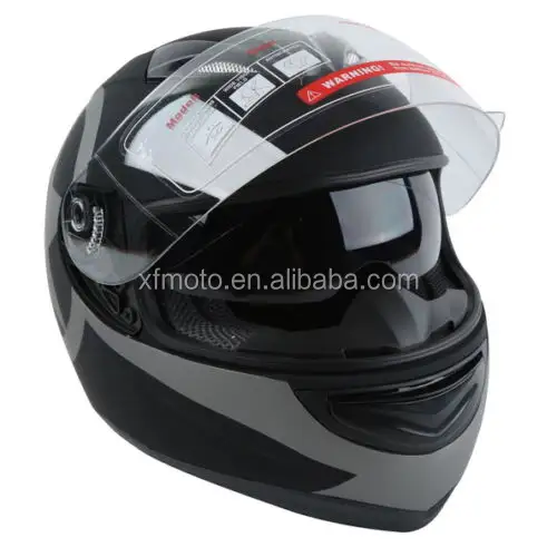 TCMT Nero DOT Stella Doppia Visiera del Motociclo del Fronte Pieno del Casco + Fumo Sun Shield XF270209