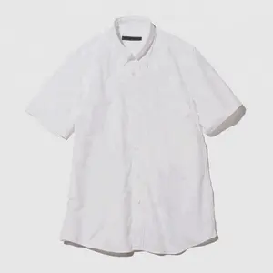백인 남성 캐주얼 여름 짧은 소매 최대 사용자 정의 버튼 다운 셔츠 최신 셔츠 로고 브로드 클로스 패브릭 맞춤형 디자인 니트