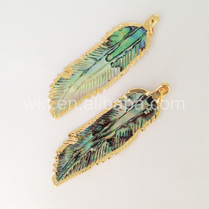 WT-P763 Grosir Liontin Bulu Kerang Laut Alami 18K Liontin Bulu Kerang Ukir Lapis Emas Asli - Product Image 5