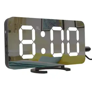 智能亮度传感器镜子闹钟卧室办公室家居装饰的数字时钟