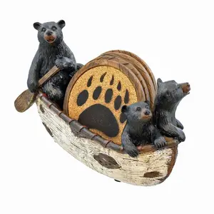 Custom 3 Schwarz Bears Kanu Harz Coaster Set