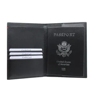 Suporte para passaporte de couro, de alta qualidade, presente, porta-passaporte masculino com gravação de logotipo