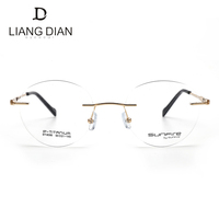 Gafas de titanio hechas a mano de alta calidad, gafas sin montura con marco redondo para hombres