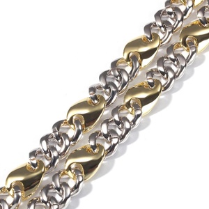 Glacé Hip Hop 18K <span class=keywords><strong>Or</strong></span> Chaînes <span class=keywords><strong>Grain</strong></span> <span class=keywords><strong>De</strong></span> <span class=keywords><strong>Café</strong></span> Cubain Lien Chaîne <span class=keywords><strong>Collier</strong></span> Deux Tons Pour Hommes Bijoux Chaînes <span class=keywords><strong>Collier</strong></span> - Product Image 3
