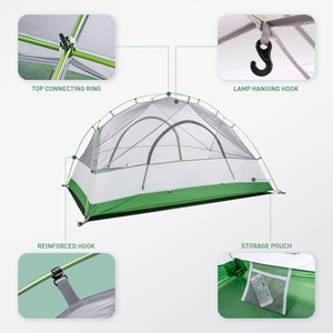 Tente de camping <span class=keywords><strong>2</strong></span> personnes 4 saisons verte extérieure BACKPACKING Travel Tourist Double Layer Waterproof Windproof Lightweight - Product Image 3