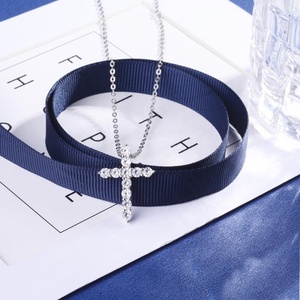 CZ Crystal Women S925 <strong>Solid</strong> Sterling <strong>Silver</strong> Christian Jesus Cross Shape <strong>Necklace</strong> - Product Image 2