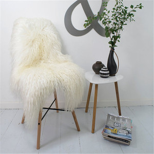 Vente en gros de tapis jeté pour <span class=keywords><strong>chaise</strong></span> cheveux longs bouclés blanc violet marron tibétain mongol tapis pour <span class=keywords><strong>chaise</strong></span> en fourrure de mouton - Product Image 2