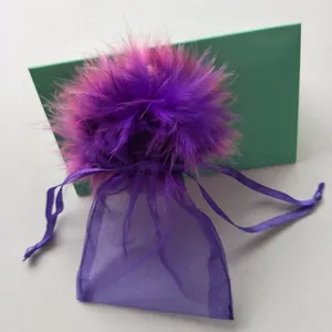 Wholesale cash commodity Purple Feather Organza Drawstring Pouches Gift Bags small gift bag