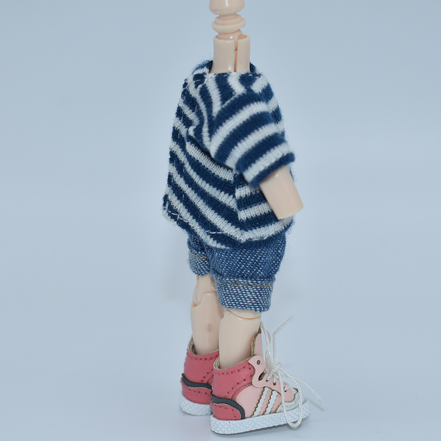 12-дюймовая полосатая трикотажная футболка и джинсовые шорты, Одежда для куклы Blythe ICY 30 см