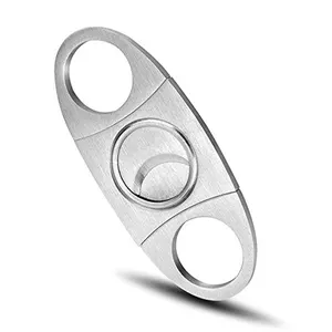 Offre Spéciale <span class=keywords><strong>en</strong></span> <span class=keywords><strong>ligne</strong></span> Nouveau produit Coupe-cigare à double lame <span class=keywords><strong>en</strong></span> acier inoxydable avec manche <span class=keywords><strong>en</strong></span> métal argenté Vente <span class=keywords><strong>en</strong></span> gros - Product Image 1
