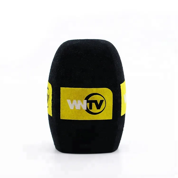 Funda de espuma con estampado de esponja para micrófono, cubierta de espuma con logotipo impreso, micrófono de esponja personalizado, parabrisas de espuma para micrófono, color negro