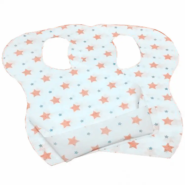 Disposable Nonwoven baby Bibs with Crumb Catcher and Waterproof to Keep Baby's Clothes Clean