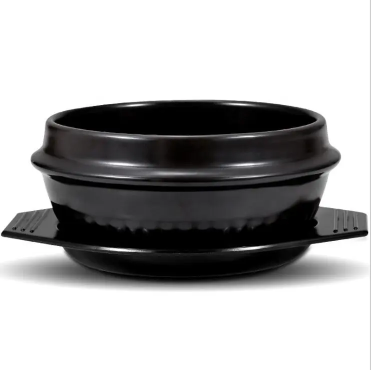 Ciotola di pietra DOLSOT coreana nera con timentola/pentola in pietra ceramica Premium pentola calda per zuppa di riso Bibimbap Jjiage cibo coreano