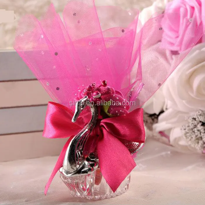 Fushia Ribbon Decoration Creative Little Swan Wedding oder Babay Shower Candy Box