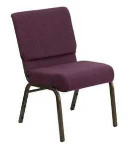 เก้าอี้สำหรับโบสถ์แบบซ้อนกันสีแดงสำหรับหอประชุมผ้าโลหะสีเบอร์กันดี