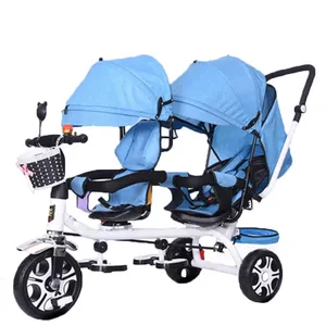 Crianças 4 em 1 big crianças trike triciclo carrinho de criança com os pais lidar com/3 roda assento duplo triciclo