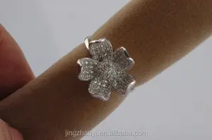 ファクトリーダイレクトマイクロパヴェダイヤモンドジュエリー、925シルバーダイヤモンドリング