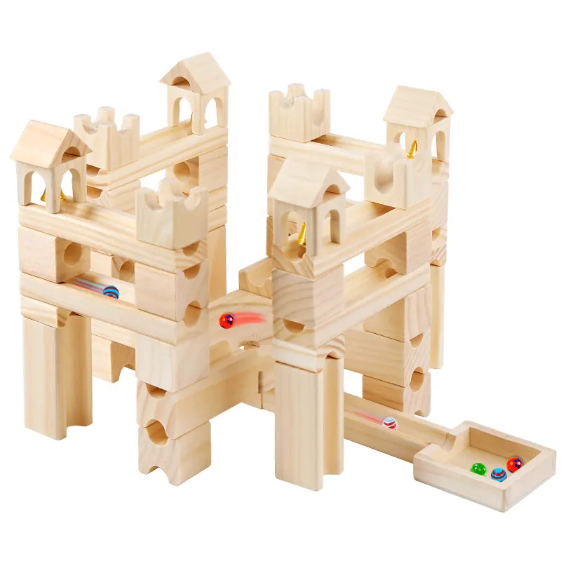 Alta calidad educativos niños juguetes de madera Montessori mármol conjunto de bloques de construcción para venta