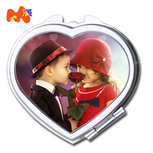 Sublimation Blanks Mirror Heart Shaped Sublimation Metal Girl Mirror Personalize Custom Graphics Sublimation Makeup Mirrors