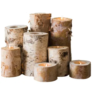 <span class=keywords><strong>Bianco</strong></span> di <span class=keywords><strong>legno</strong></span> di Betulla Candeliere Tronco Naturale per la decorazione domestica e supporto di candela di nozze - Product Image 1