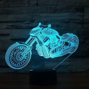Новая мотоциклетная 3D лампа для пересеченной местности, цветной светодиодный ночник с USB, визуальный сенсорный выключатель, 3D ночник, иллюзия, лампа для спальни