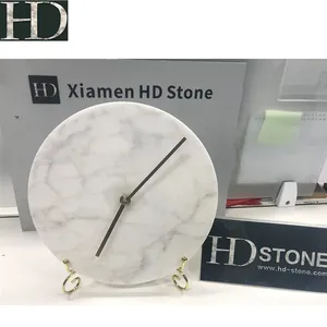 Quartz Wall <strong>Clock</strong> with Needle Display Natural <strong>White</strong> Marble for Living Room Decor - Product Image 1
