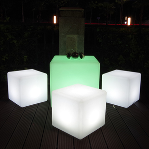 Tabouret de <span class=keywords><strong>bar</strong></span> moderne en plastique vieilli avec éclairage LED d'ambiance pour jardin, maison, hôtel, chambre, cuisine, salon - Product Image 2