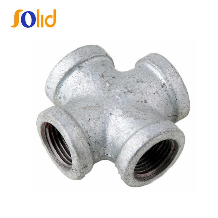 Malleable Iron Galvanised Pipe Fittings four way CrossTee pipe fitting