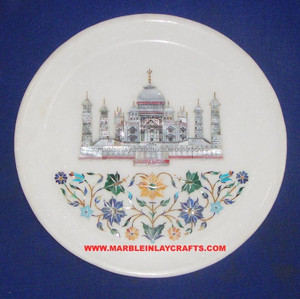 Placa con incrustaciones de mármol Taj Mahal - Product Image 1
