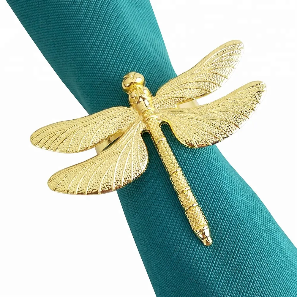 gold dragonfly napkin rings for table settings