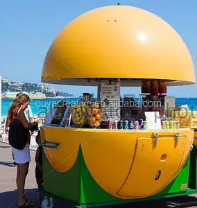 Große größe ball form tragbare orange saft bar obst kiosk außen street food kiosk