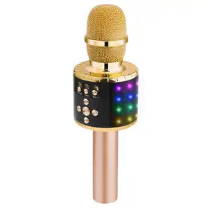 Heetste Verkoop D18 Draadloze Karaoke Microfoon Met Multi-Color Led Lights Handheld Home Party Karaoke Speaker