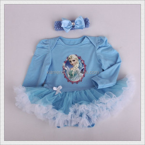 2016 summer blue print baby jumpsuit baby frozen girl rompers/<span class=keywords><strong>Elsa</strong></span> and <span class=keywords><strong>Anna</strong></span> - Product Image 4