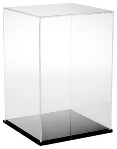 Boîte d'exposition en acrylique transparent personnalisé, vitrine, présentoir en acrylique, Perspex avec Base noire