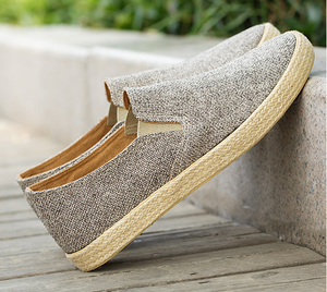 Hombres ropa Casual Slip-on ancho marrón cuerda blanca Foxing de goma zapatos de lona - Product Image 2