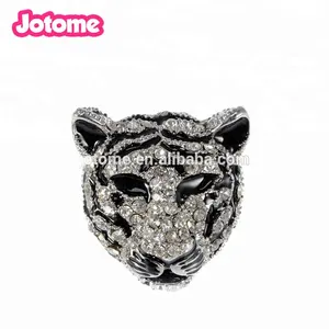 Broche de cabeça de tigre de strass, de cristal de alta qualidade, broche de animais