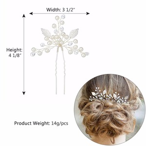 Handmade Crystal <strong>Bridal</strong> <strong>Hair</strong> <strong>Pins</strong> with Ivory Pearl Flower <strong>Hair</strong> Jewelry <strong>Bridal</strong> (2PCS/PACK) - Product Image 6
