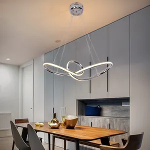 Eenvoudige Lampen Home Decor Curve Plating Chrome Hanger Verlichting Moderne Kroonluchter Licht