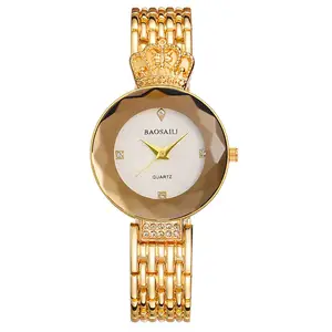 Relojes de oro de las mujeres de la corona real de reloj de pulsera de mujer banda de aleación de mujer reloj de pulsera de Venta caliente en AliExpress