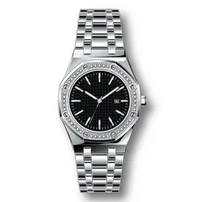 custom logo diamond stainless steel wrist watch